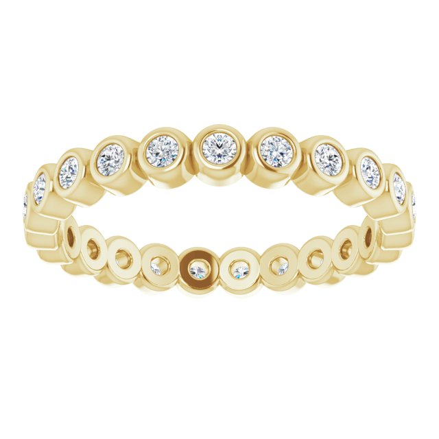 14K Gold Round Natural Diamond Eternity Band – 1.5 mm Stones - Yellow Gold - view 3