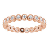 14K Gold Round Natural Diamond Eternity Band – 1.5 mm Stones - Rose Gold - view 3