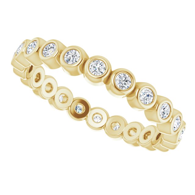 14K Gold Round Natural Diamond Eternity Band – 1.5 mm Stones - Yellow Gold - view 5