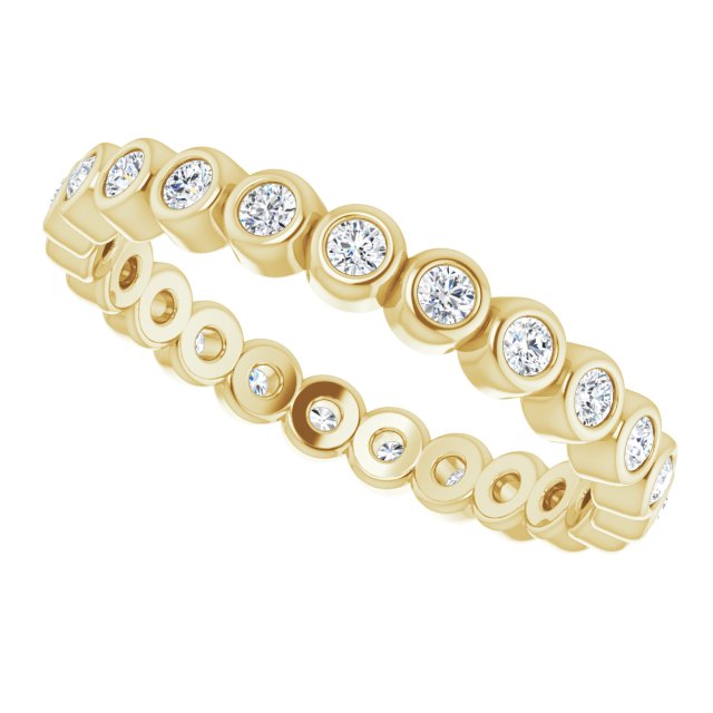 14K Gold Round Natural Diamond Eternity Band – 1.5 mm Stones - Yellow Gold - view 5