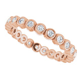 14K Gold Round Natural Diamond Eternity Band – 1.5 mm Stones - Rose Gold - view 5