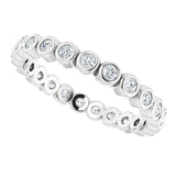 14K Gold Round Natural Diamond Eternity Band – 1.5 mm Stones - White Gold - view 5