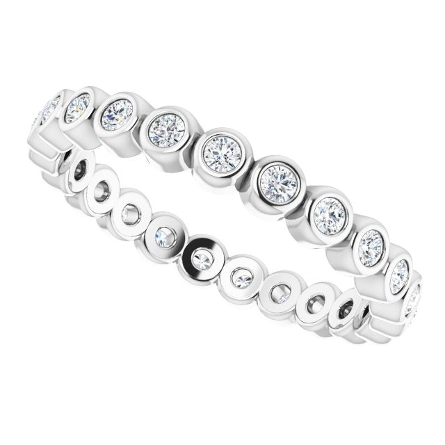 14K Gold Round Natural Diamond Eternity Band – 1.5 mm Stones - White Gold - view 5
