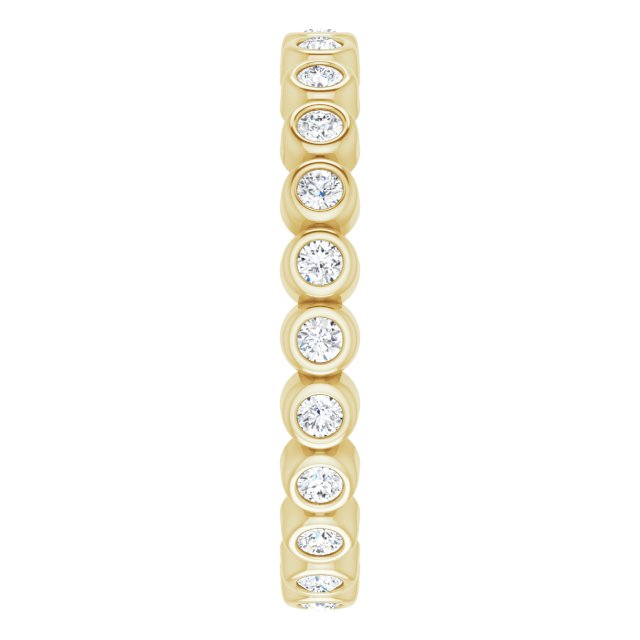 14K Gold Round Natural Diamond Eternity Band – 1.5 mm Stones - Yellow Gold - view 4