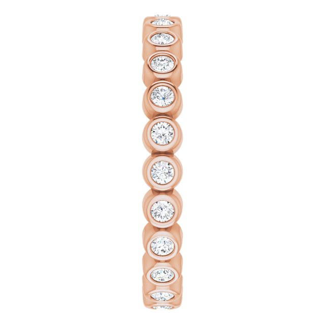 14K Gold Round Natural Diamond Eternity Band – 1.5 mm Stones - Rose Gold - view 4