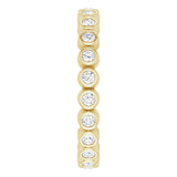 14K Gold Round Natural Diamond Eternity Band – 1.5 mm Stones - Yellow Gold - view 4