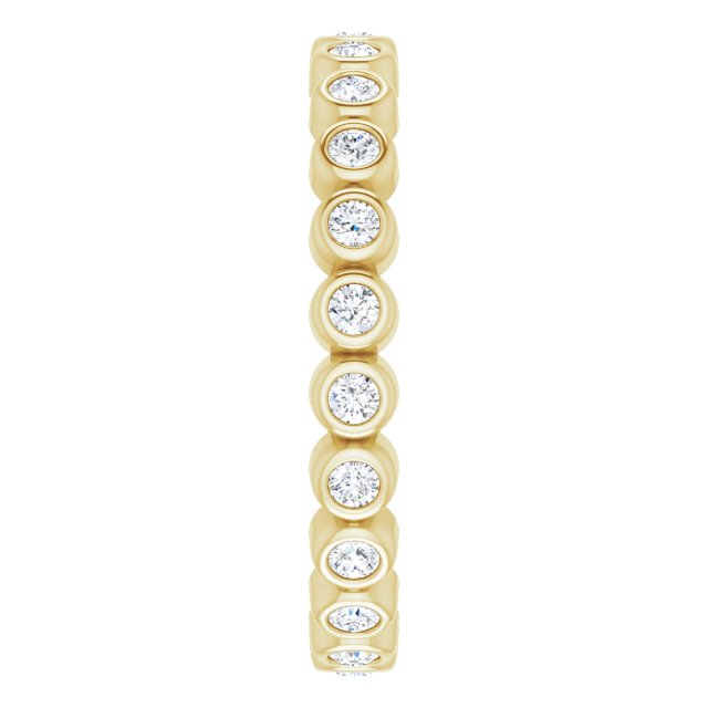 14K Gold Round Natural Diamond Eternity Band – 1.5 mm Stones - Yellow Gold - view 4