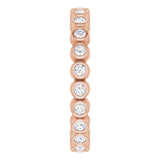 14K Gold Round Natural Diamond Eternity Band – 1.5 mm Stones - Rose Gold - view 4