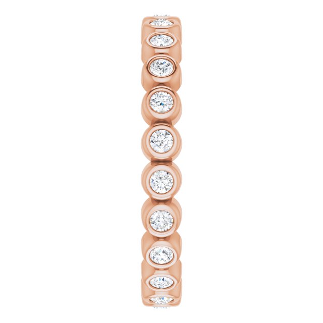 14K Gold Round Natural Diamond Eternity Band – 1.5 mm Stones - Rose Gold - view 4