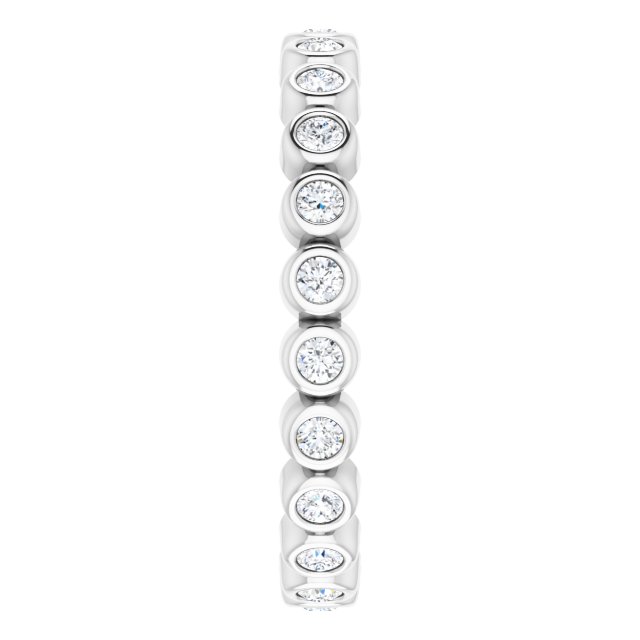 14K Gold Round Natural Diamond Eternity Band – 1.5 mm Stones - White Gold - view 4