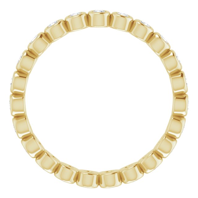 14K Gold Round Natural Diamond Eternity Band – 1.5 mm Stones - Yellow Gold - view 2