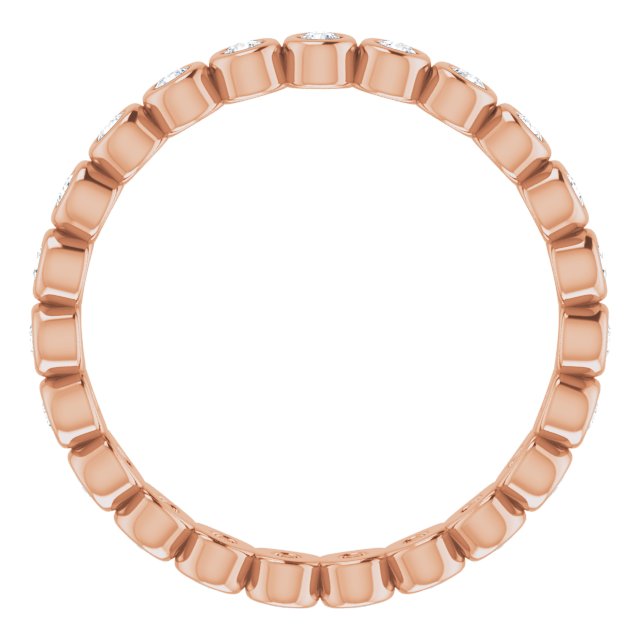 14K Gold Round Natural Diamond Eternity Band – 1.5 mm Stones - Rose Gold - view 2