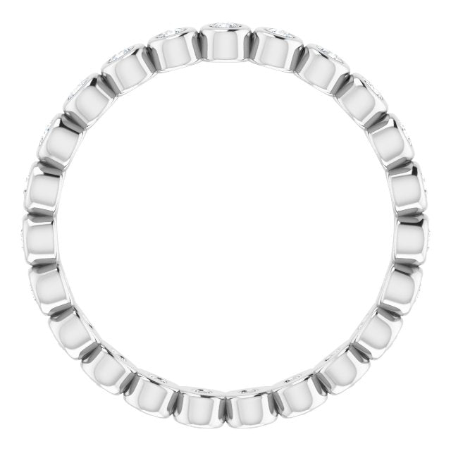 14K Gold Round Natural Diamond Eternity Band – 1.5 mm Stones - White Gold - view 2