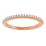 14K Gold Round Natural Diamond Shared-Prong Anniversary Band – 1/8 CTW - Rose Gold - view 3