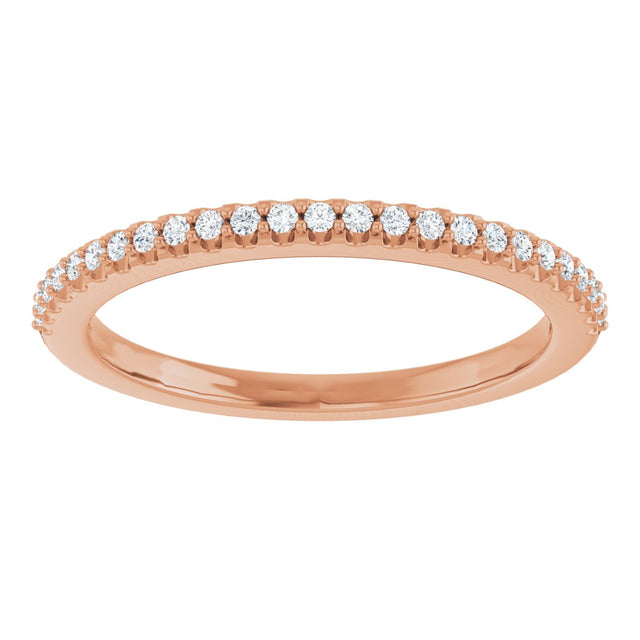 14K Gold Round Natural Diamond Shared-Prong Anniversary Band – 1/8 CTW - Rose Gold - view 3