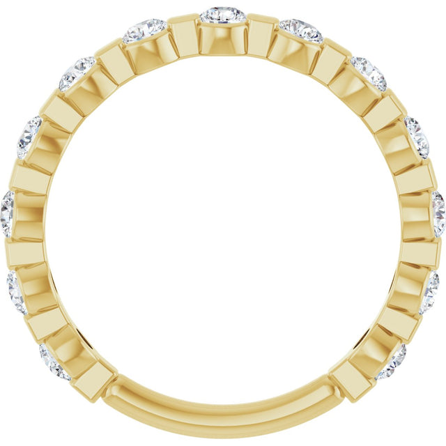 14K Gold Round Natural Diamond Channel-Set Anniversary Band – 1/4–3/4 CTW - Yellow Gold - view 2