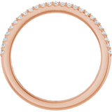 14K Gold Round Natural Diamond Shared-Prong Anniversary Band – 1/8 CTW - Rose Gold - view 2