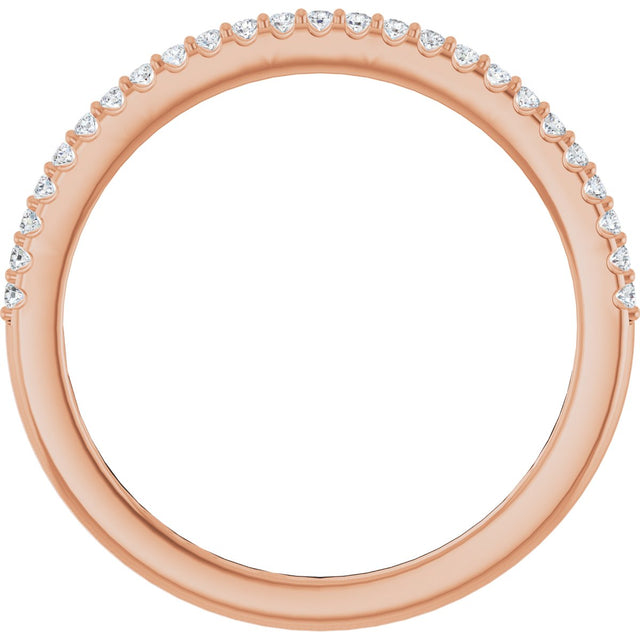 14K Gold Round Natural Diamond Shared-Prong Anniversary Band – 1/8 CTW - Rose Gold - view 2
