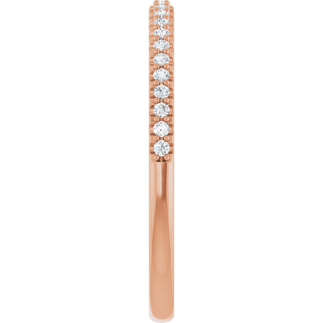 14K Gold Round Natural Diamond Shared-Prong Anniversary Band – 1/8 CTW - Rose Gold - view 4