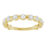 14K Gold Round Natural Diamond Channel-Set Anniversary Band – 1/4–3/4 CTW - Yellow Gold - view 3
