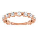 14K Gold Round Natural Diamond Channel-Set Anniversary Band – 1/4–3/4 CTW - Rose Gold - view 3