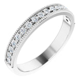 Platinum Round Natural Diamond Milgrain Edge Anniversary Band – 1/5–3/8 CTW