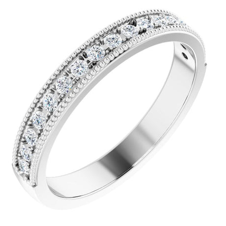 Platinum Round Natural Diamond Milgrain Edge Anniversary Band – 1/5–3/8 CTW
