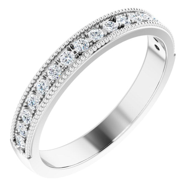 Platinum Round Natural Diamond Milgrain Edge Anniversary Band – 1/5–3/8 CTW