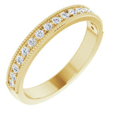 14K Gold Round Natural Diamond Milgrain Edge Anniversary Band – 1/5–3/8 CTW - Yellow Gold