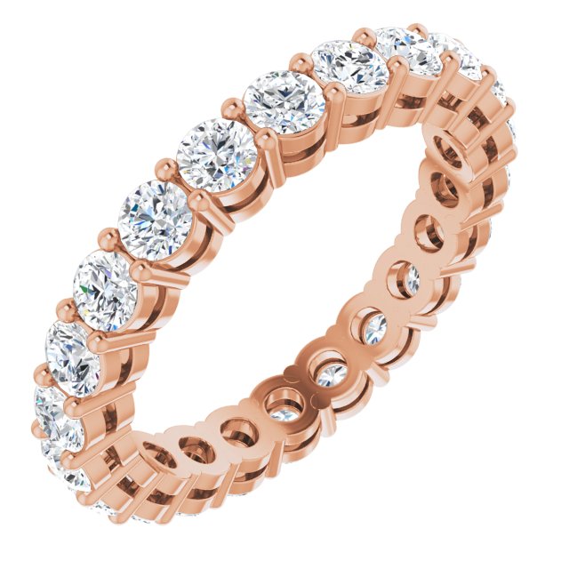 14K Gold Round Lab-Grown Diamond Shared-Prong Eternity Band – 2.8 mm Stones - Rose Gold