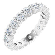 18K Gold Round Natural Diamond Shared-Prong Eternity Band – 3 mm Stones - White Gold