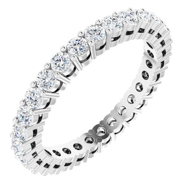Platinum Round Lab-Grown Diamond Shared-Prong Eternity Band – 2 mm Stones (7/8–1 CTW)