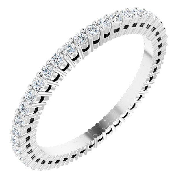 Platinum Round Lab-Grown Diamond Shared-Prong Eternity Band – 1.3 mm Stones (3/8–1/2 CTW)