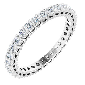 Platinum Round Natural Diamond Shared-Prong Eternity Band – 2 mm Stones (3/4–1 CTW)