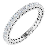 14K Gold Round Natural Diamond Shared-Prong Eternity Band – 2 mm Stones (3/4–1 CTW) - White Gold