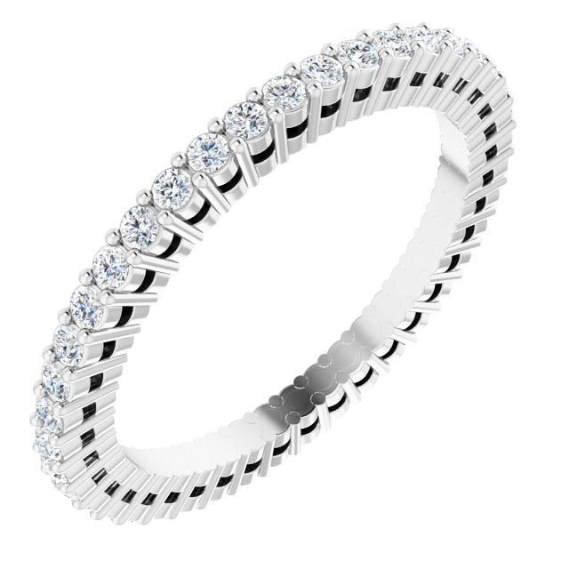 Platinum Round Natural Diamond Shared-Prong Eternity Band – 1.3 mm Stones (3/8–1/2 CTW)