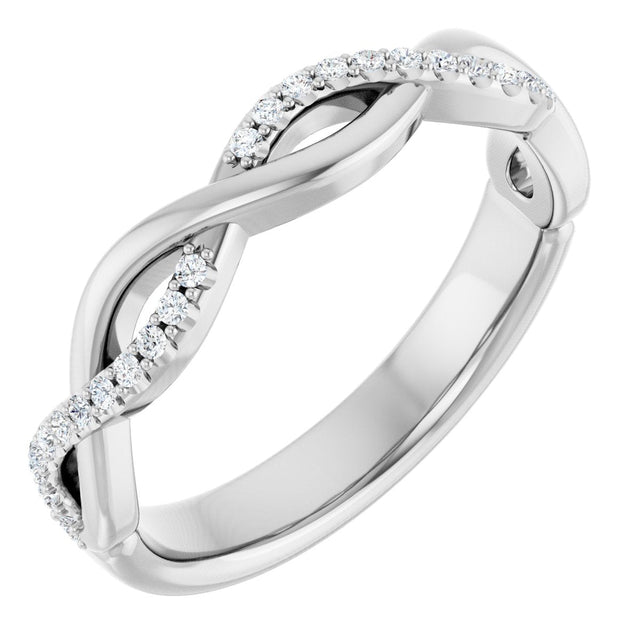 Platinum Round Lab-Grown Diamond Infinity-Inspired Anniversary Band – 1/8 CTW