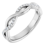 14K Gold Round Natural Diamond Infinity-Inspired Anniversary Band – 1/8 CTW - White Gold