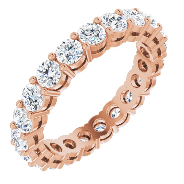 14K Gold Round Lab-Grown Diamond Shared-Prong Eternity Band – 3 mm Stones (1 3/4–2 1/5 CTW) - Rose Gold