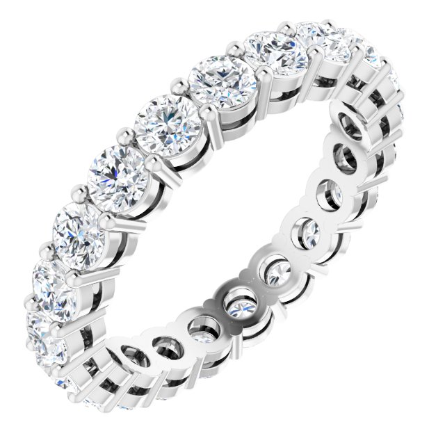 14K Gold Round Lab-Grown Diamond Shared-Prong Eternity Band – 3 mm Stones (1 3/4–2 1/5 CTW) - White Gold