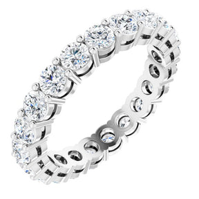 Platinum Round Natural Diamond Shared-Prong Eternity Band – 3 mm Stones (1 3/4–2 1/5 CTW)