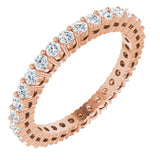 14K Gold Round Natural Diamond Shared-Prong Eternity Band – 1.7 mm Stones (1/2–3/4 CTW) - Rose Gold
