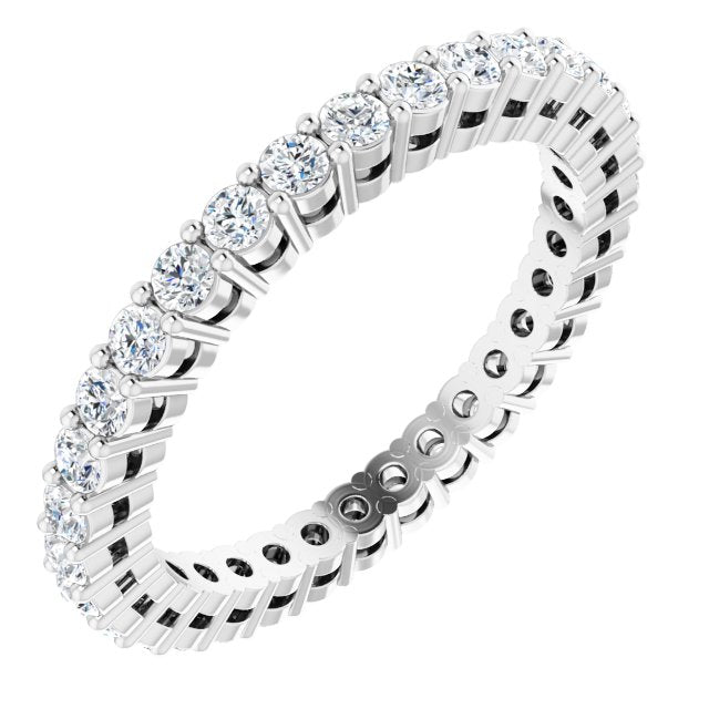 Platinum Round Natural Diamond Shared-Prong Eternity Band – 1.7 mm Stones (1/2–3/4 CTW)