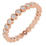 14K Gold Round Natural Diamond Eternity Band – 1.5 mm Stones - Rose Gold
