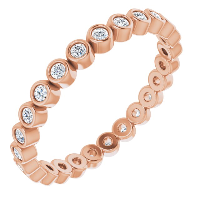 14K Gold Round Natural Diamond Eternity Band – 1.5 mm Stones - Rose Gold