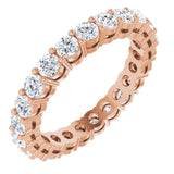 14K Gold Round Natural Diamond Shared-Prong Eternity Band – 2.5 mm Stones (1 3/8–1 1/2 CTW) - Rose Gold