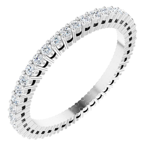 14K Gold Round Lab-Grown Diamond Shared-Prong Eternity Band – 1.3 mm Stones (3/8–1/2 CTW) - White Gold