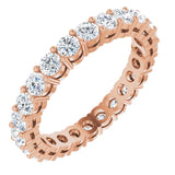 14K Gold Round Natural Diamond Shared-Prong Eternity Band – 2.8 mm Stones - Rose Gold