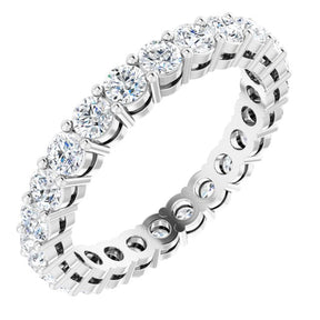 Platinum Round Natural Diamond Shared-Prong Eternity Band – 2.8 mm Stones