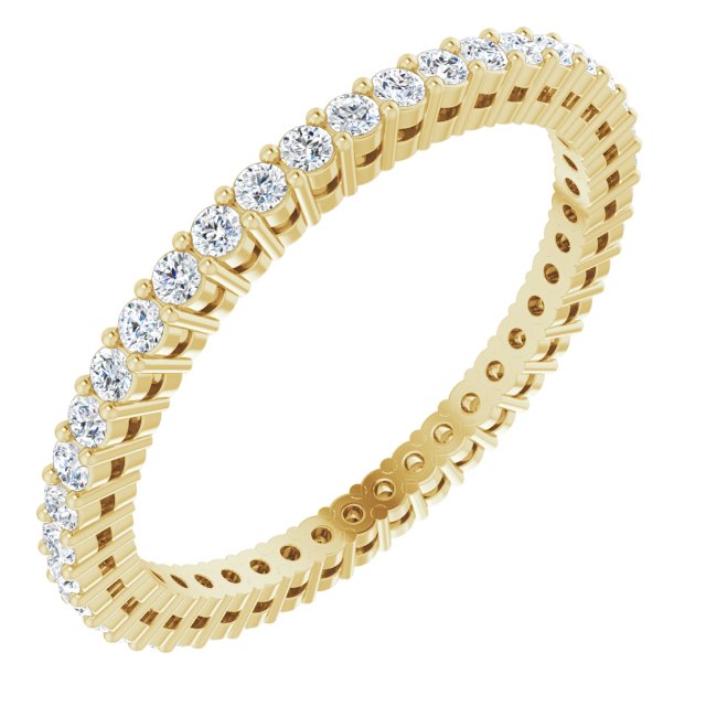 14K Gold Round Lab-Grown Diamond Shared-Prong Eternity Band – 1.5 mm Stones (1/2 CTW) - Yellow Gold